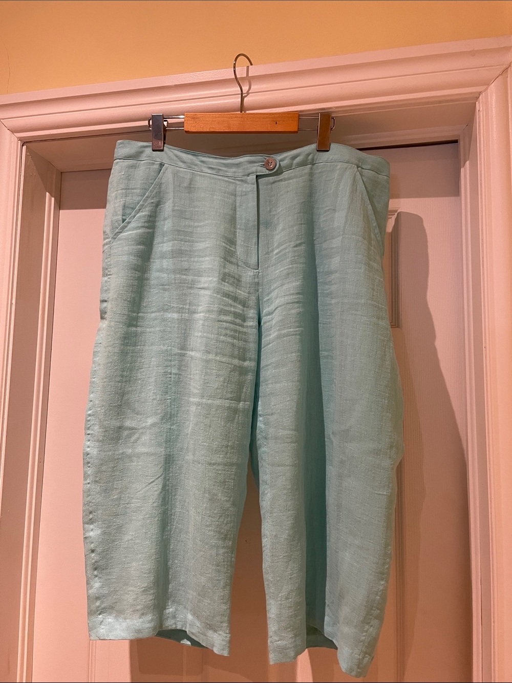 Animale Lined Linen Aqua Bermuda Coastal Chic Resortwear Vacation Ready Summer